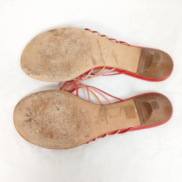 Cole Haan Laced Leather Red Thong Sandals - Picture 6 of 8